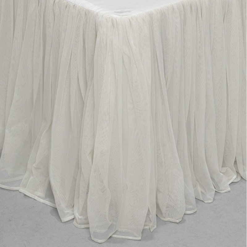 Off-White Polyester King Split Corner Bed Skirt