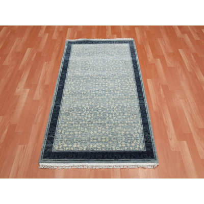 New Hand Knotted Blue Wool Rectangle Oriental Rug - MOA10275259