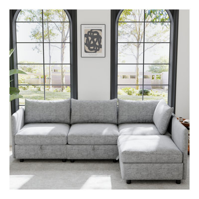Modular Sectional Sofa, Convertible Sofa Seat With Storage, Sleeper Sectional Sofa Set, Fabric Flexible Modular Combinations for Living Room