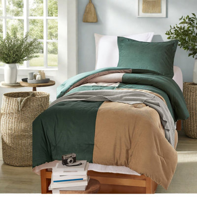 Ensembles de literie douillets, bloc de couleurs moderne en velours côtelé simple TG