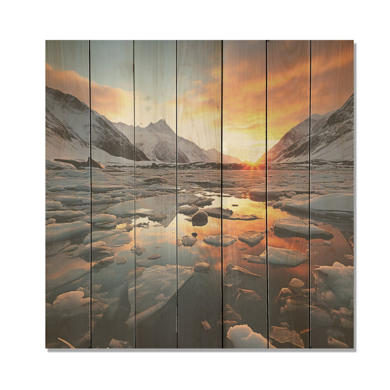 Grey Glacial Silence In Antartica - Glacier On Wood Print, 15" H x 15" W