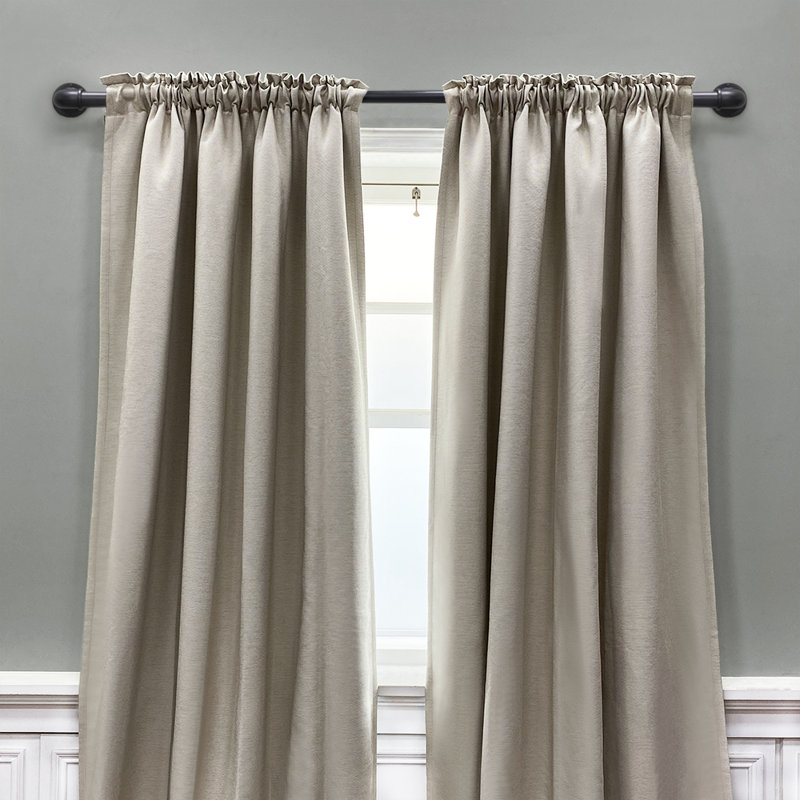 Ensemble de tringle à rideaux simple ajustable 1 "étain, Noir mat, 36" - 72"