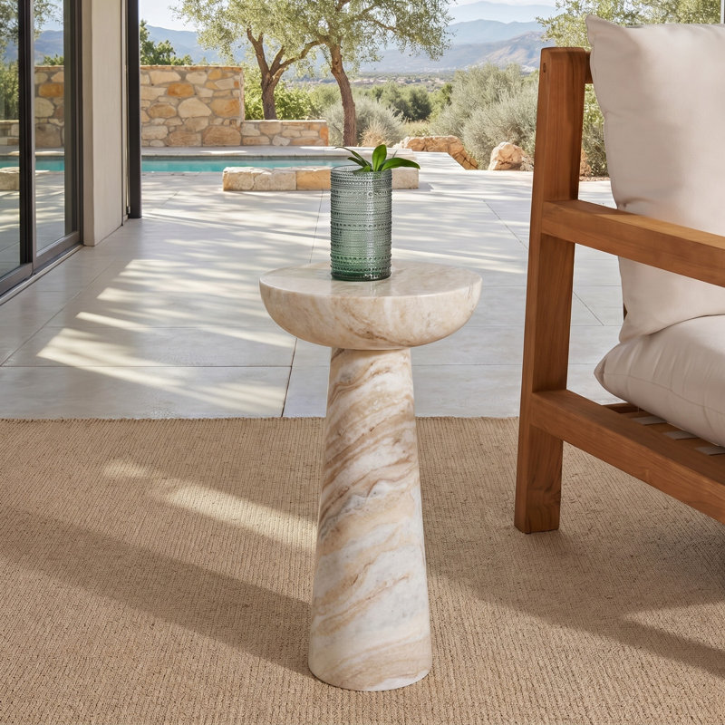 Table d'appoint Glendale, Blanc / Brun