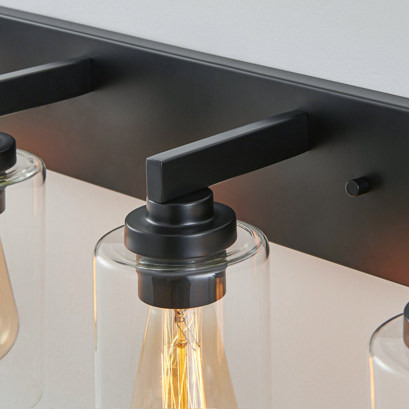 Éclairage de meuble-lavabo transitionnel à intensité variable, Noir mat, 28,38 po de largeur, 4 lumières
