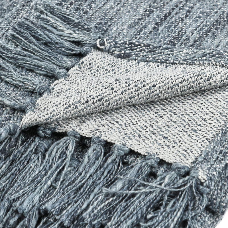Sharma Hand Woven Throw Blanket, Blue
