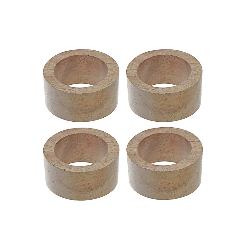 Rond de serviette en bois 4 pièces avec boîte de bricolage