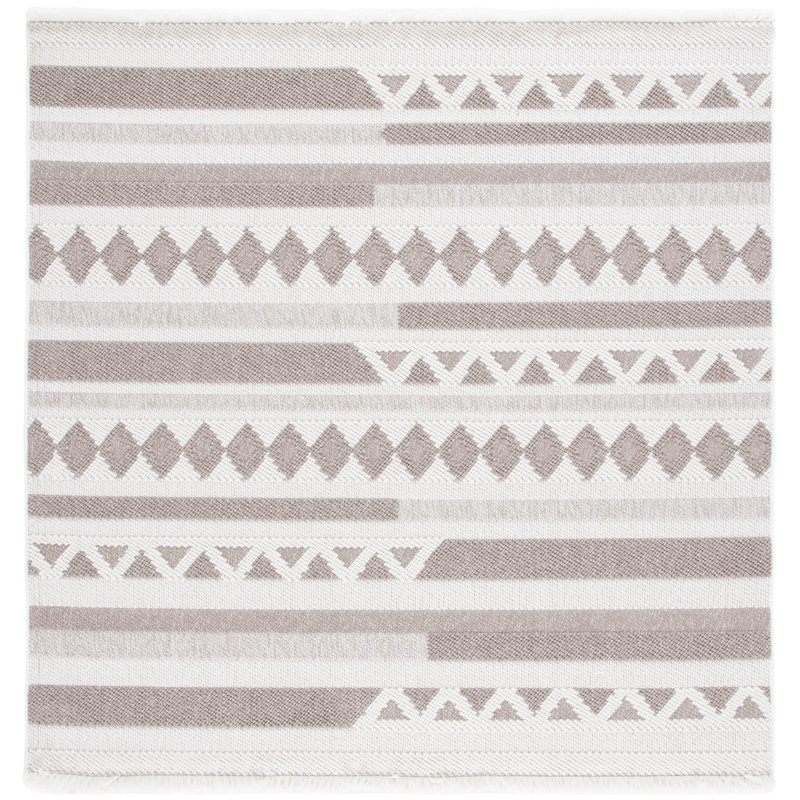 Lotus Geometric Indoor/Outdoor Rug, Square 6'7"