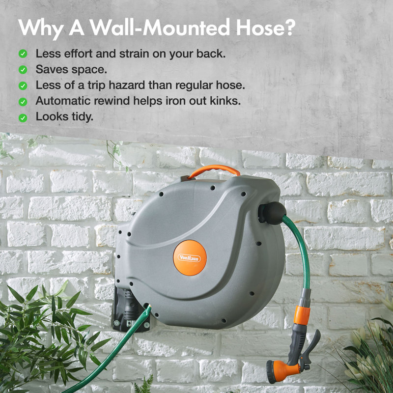 VonHaus 30M Auto Rewind Hose Reel