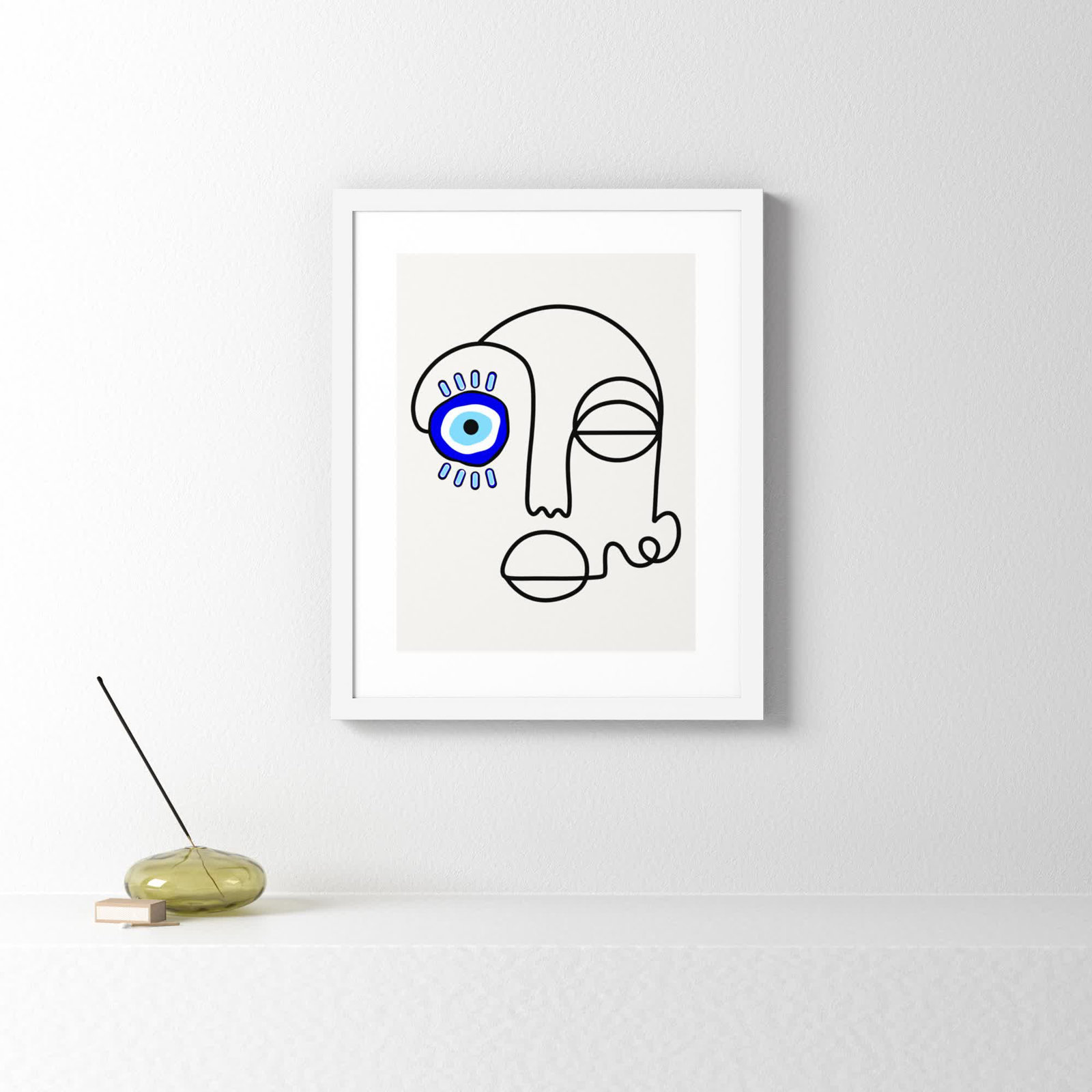 No Evil Allowed by Shatha Al Dafai, 25.38" H x 20.38" W x 0.875" D, White