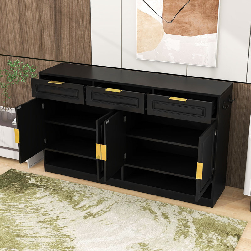 Elegant Storage Cabinet with Ample Storage Space and Adjustable Shelves, Black