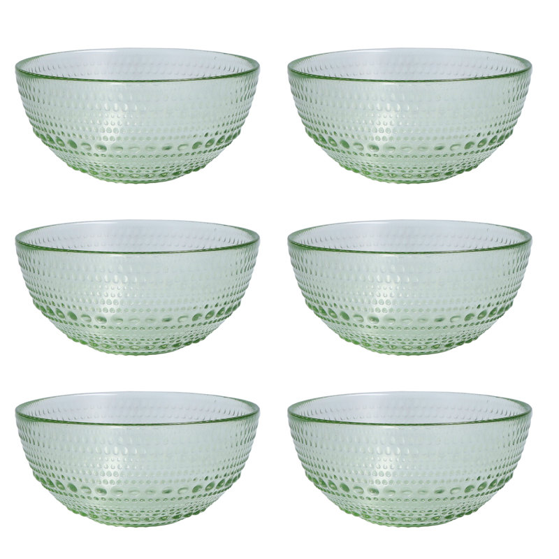 Fortessa Jupiter Vintage Glassware Collection Cereal Salad Dessert Snack All-Purpose Bowl 6 Pack, Clear, 14 Ounce (6 Pack)