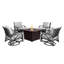 Ensemble de table de foyer d'extérieur au propane en rotin 5 pièces avec coussins Roam-1079313846-1197369058