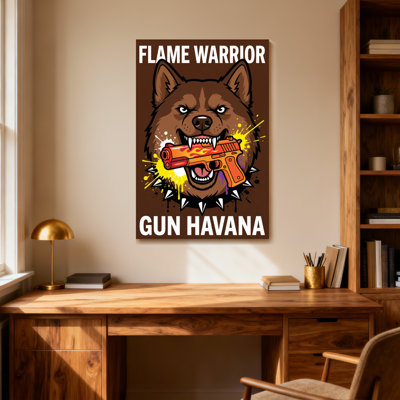 Animals Flame Warrior Dog With Gun And Spikes