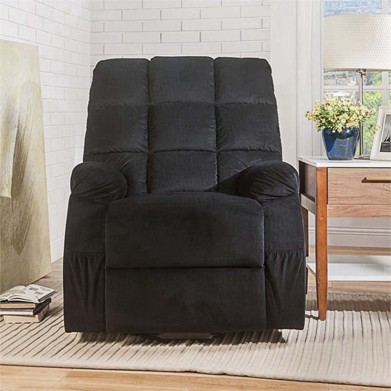 Fenmore Upholstered Heated Massage Chair, Black Velvet