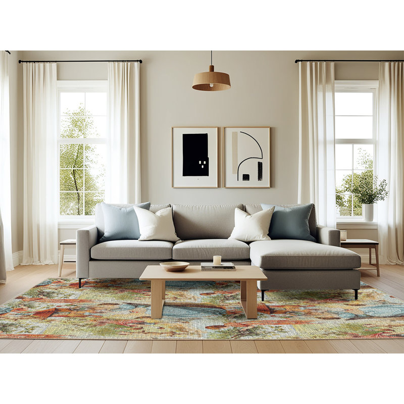 Tapis décoratif vert Nicanor, Rectangle 6 pi x 9 pi