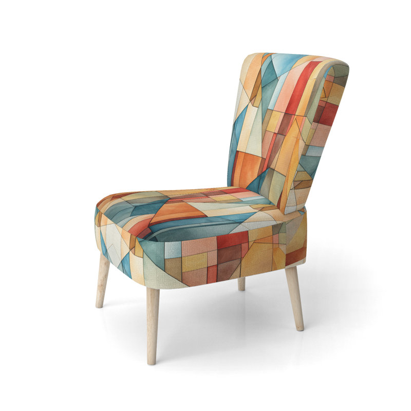 Chaise d'appoint rembourrée Cubism Experiment With Minimalist I - Modern, sarcelle
