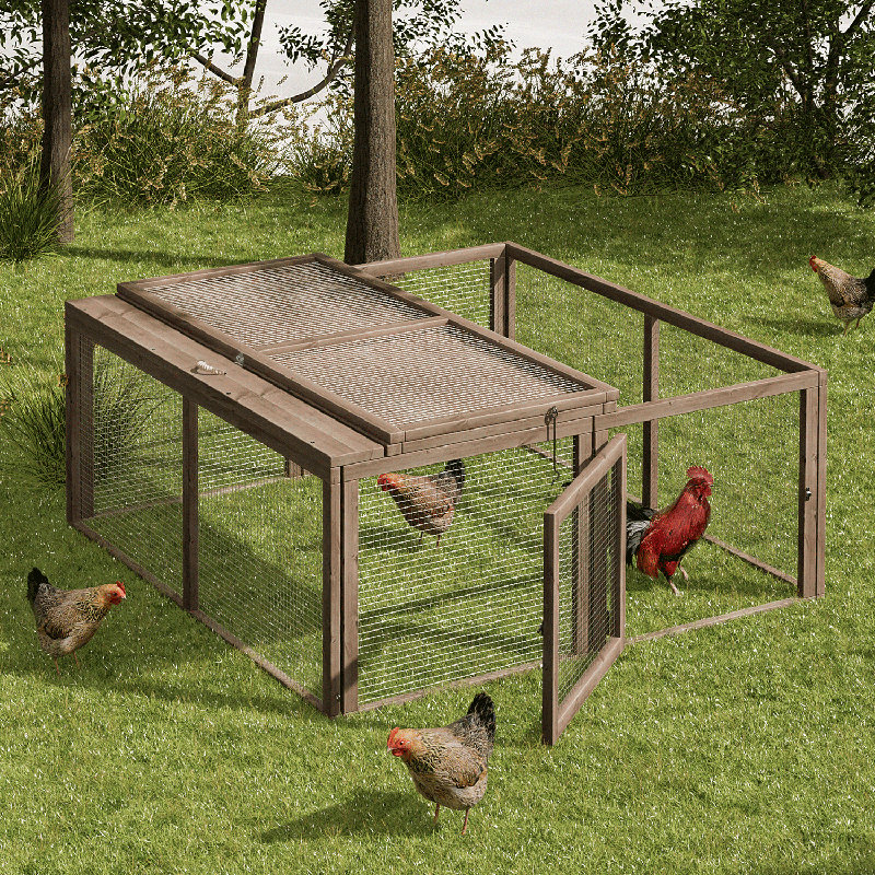 Cage à poulailler pliable en bois Leithow, Gris