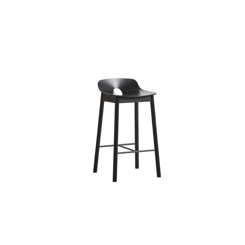 Mono Bar Stool, Counter Stool (25.59'' Seat Height), Oak/Black