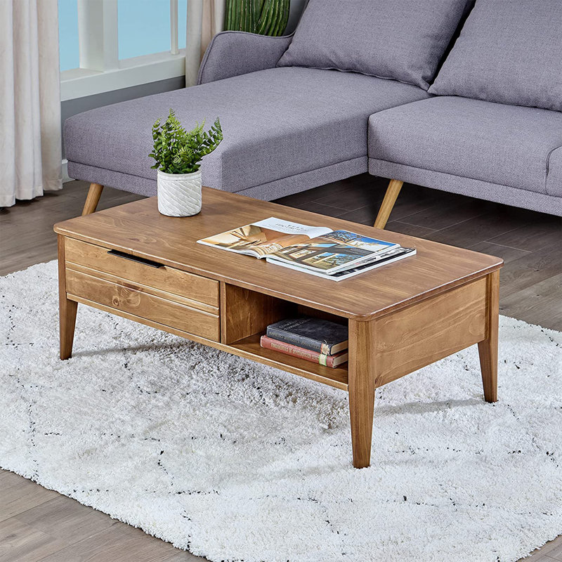 Table de bout en bois massif avec rangement