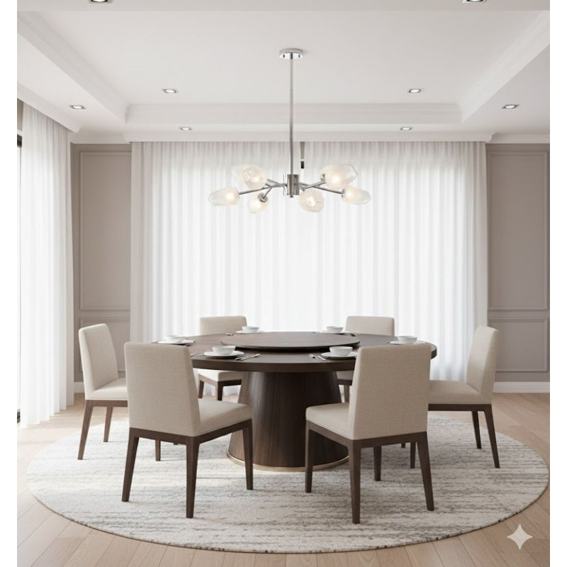 Harland 8 Light Chandelier With Glass Shades, Chrome, 8