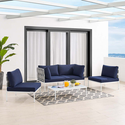 Ensemble de conversation d'extérieur en aluminium 4 pièces Harmony Sunbrella