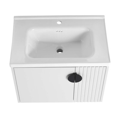 Meuble-lavabo avec lavabo, pour petite salle de bain, meuble-lavabo avec porte à fermeture en douceur