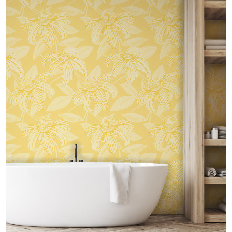 Rouleau de papier peint L 33 pi x l 20,5 po Tonal Lilies, Lingot d'or