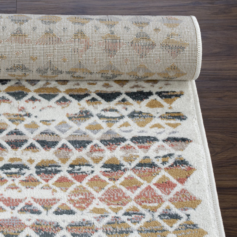 Jabriah Abstract Geometric Diamonds Polypropylene Indoor Area Rug with Jute Backing, Rectangle 4' x 6'