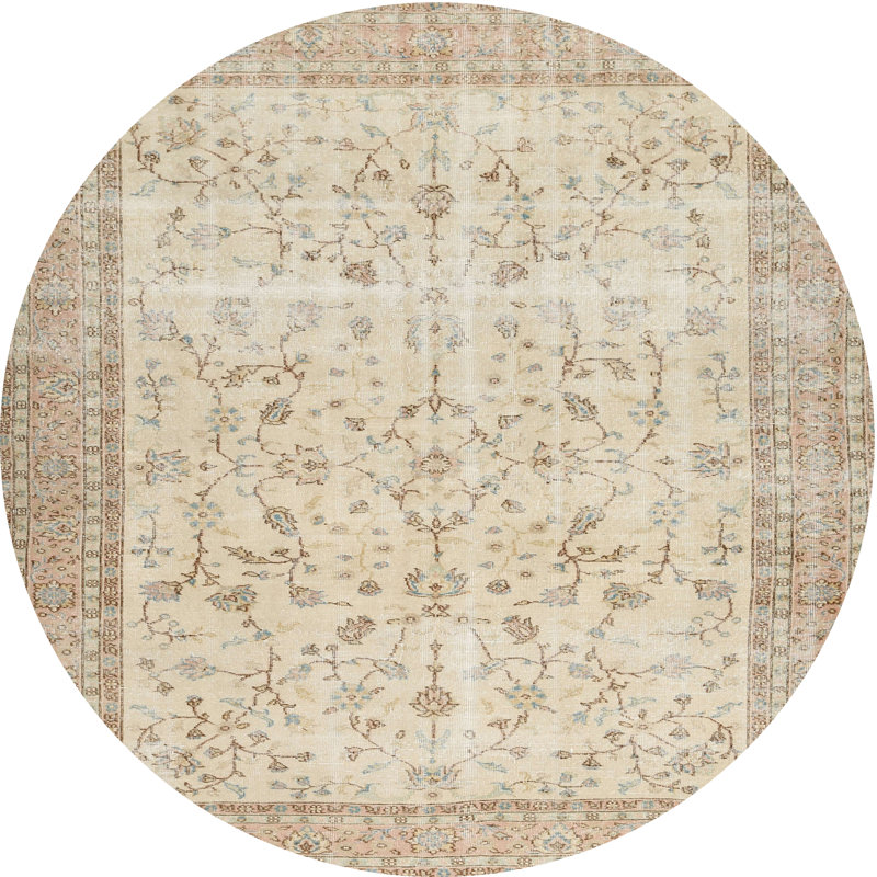 Tapis contemporain gris, Rond 5 pi