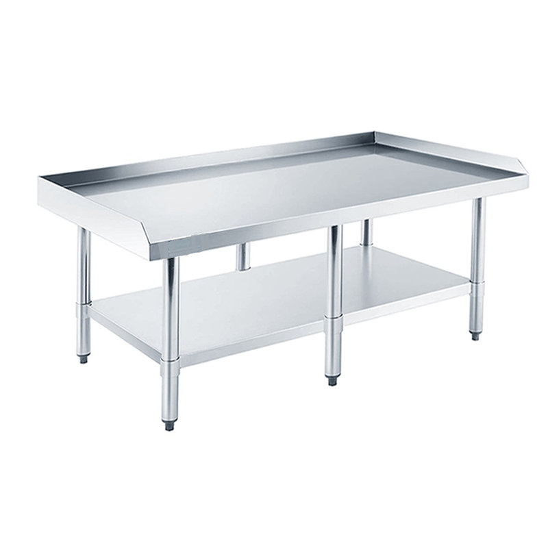 Support pour ustensiles Express KitchQuip en acier inoxydable de 61 cm (24 po) de hauteur avec tablette inférieure réglable, 152 cm (60 po) de largeur x 76 cm (30 po) de profondeur