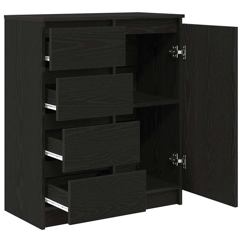Sideboard With Drawers 71X35x84 Cm Engineered Wood, Black Oak