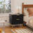 Fluted Nightstand Set Of 2 – Modern Black Bedside Tables With Drawers & Charging Station, Gold Legs
