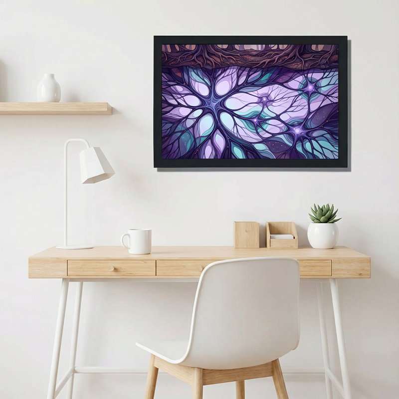 «Mauve et bleu sarcelle», art abstrait sur toile, 20"H x 30"W