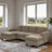 Modular Corduroy Sectional Sofa With Ottoman
