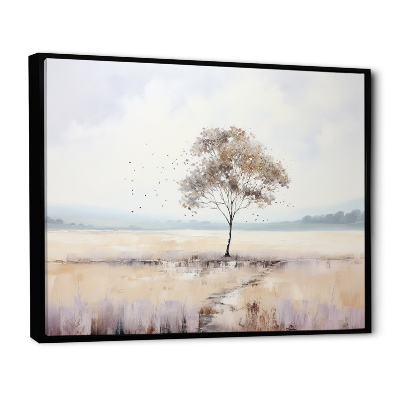 Paysage de campagne minimaliste - impressions d'art mural campagne, Cadre flottant noir, H 30 po x l 40 po x P 1,5 po