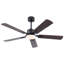 Ventilateurs de plafond noirs de 52 pouces avec lumières et télécommande, ventilateur de plafond moderne intérieur / extérieur pour le patio de la chambre à coucher, moteur à courant continu silencieux réversible à 6 vitesses, 3 tasses, deux pales à finition double