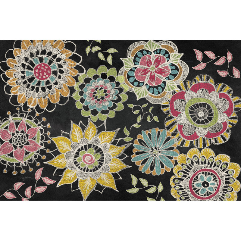 «Stay Happy Multi III» par Mary Urban, impression sur toile tendue, H 24 po x l 36 po, Cadre simple noir, Non