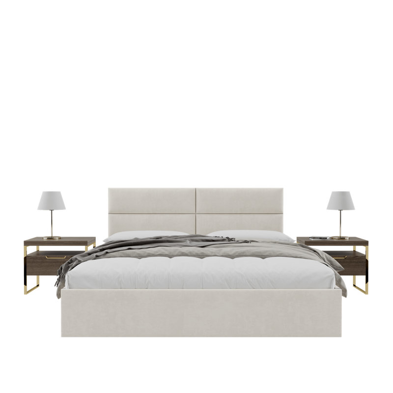 Sapan Upholstered Headboard, King (39"W x 11.5"H, Set of 4), Micro Suede Light Taupe