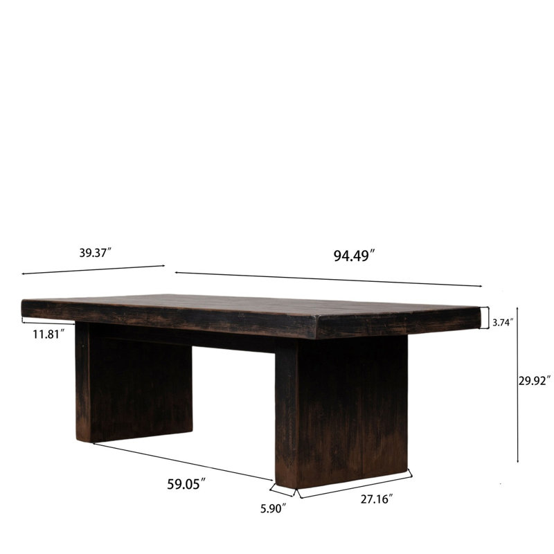 Rectangle Oak Block Dining Table, Black