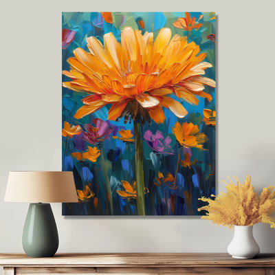 Yellow Blue Blooming Beauty Dandelion Flower III - Dandelion Wall Art Print