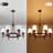 6 Light Classic Farmhouse Wagon Wheel Chandelier With White Shade For Dining Room & Living Room - Dimmable Lighting-1066865385