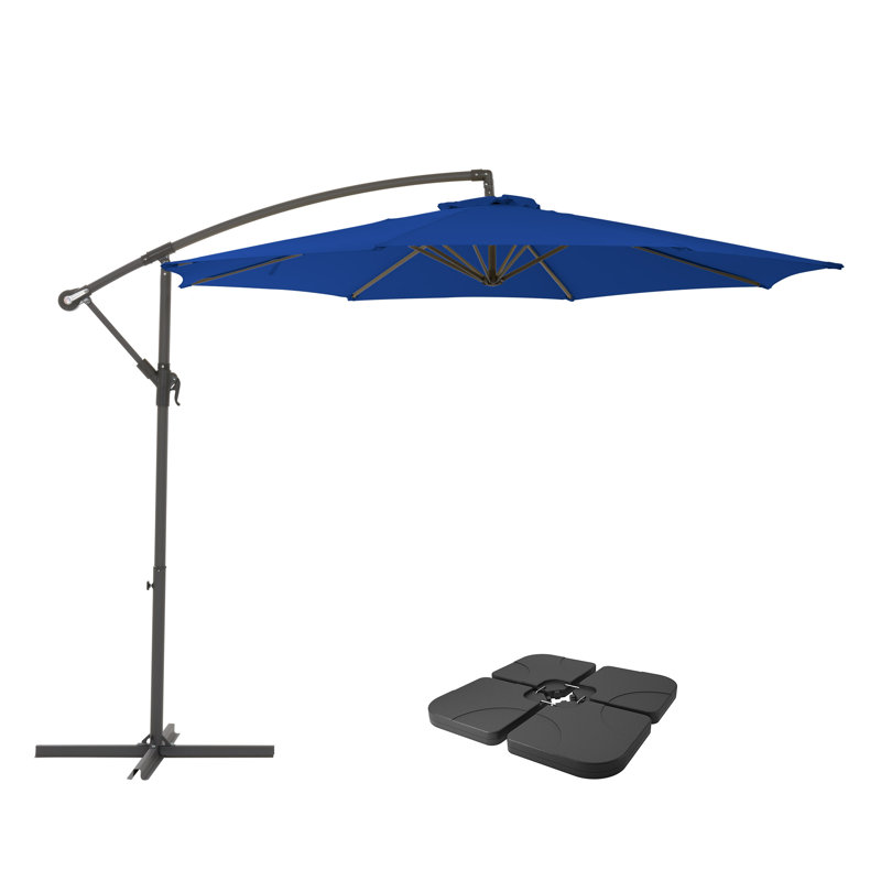 Poids de parasol et base de patio décalés de 9,5 pi résistant aux rayons UV, Bleu