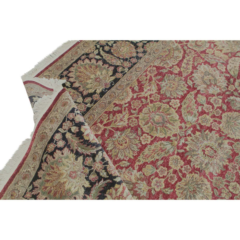 Tapis rouge / noir / sable noué à la main de conception unique 9 pi 2 po x 12 pi