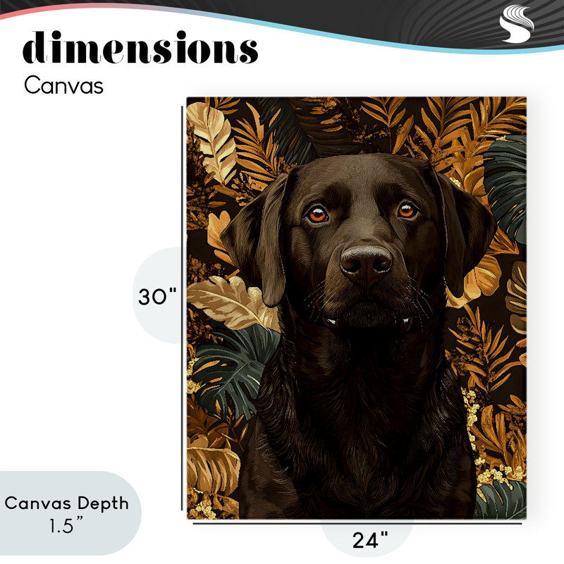 Labrador with Golden Leaves Canvas, design by Creative Studio, 30 x 24