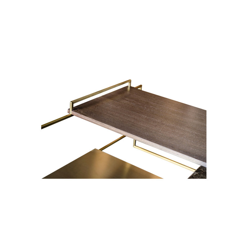 Marble Coffee Table, 16" H x 39" L x 39" W, Gold