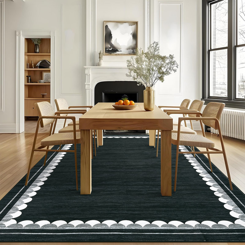 Washable Rug 5x7 Modern Living Room Rug Non Slip Rubber Backing Mat Foldable Floor Rugs for Nursery Dining Room Black