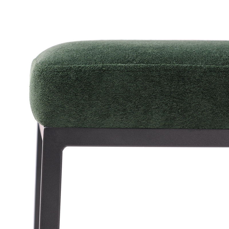 26" Upholstered Counter Barstool With Low Back And Metal Frame Modern Kitchen Island Seating, 4, Green Seat / Black Frame