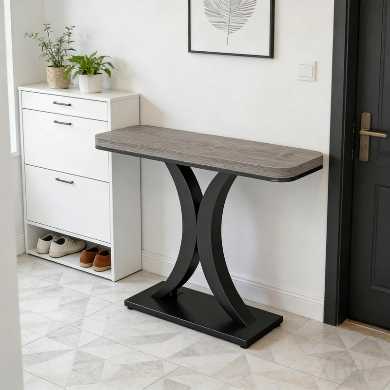 Console compacte, table de vestibule de style industriel moderne, table de canapé robuste