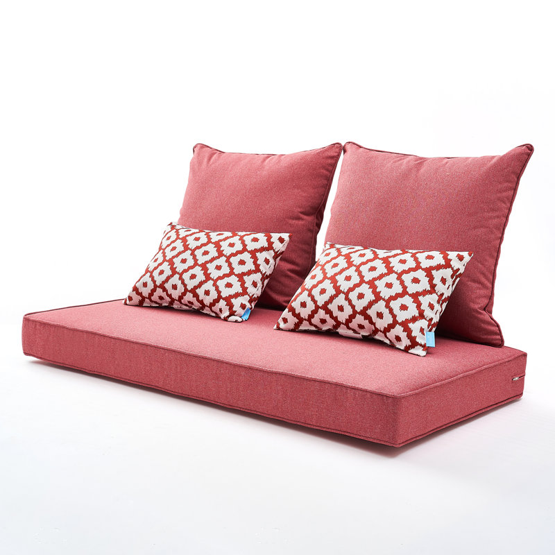 Outdoor 4'' Bench Seat / Back Cushion, Red/White