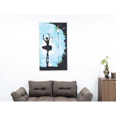 Toile turquoise 47 po x 27 po - Art sans cadre peint à la main pour une décoration intérieure